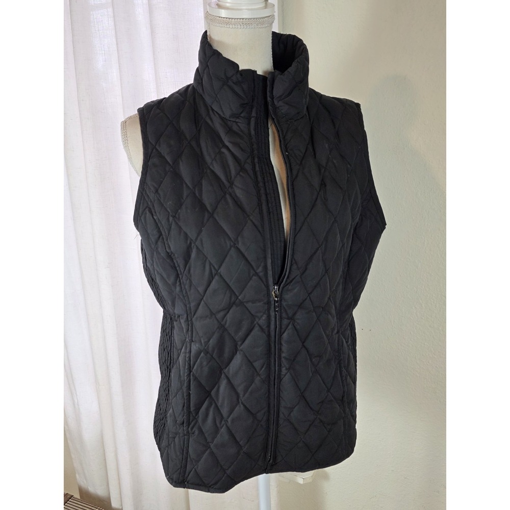 Pendleton Puffer Vest Womens Medium Quilted Duck Down Filled Black Classic
